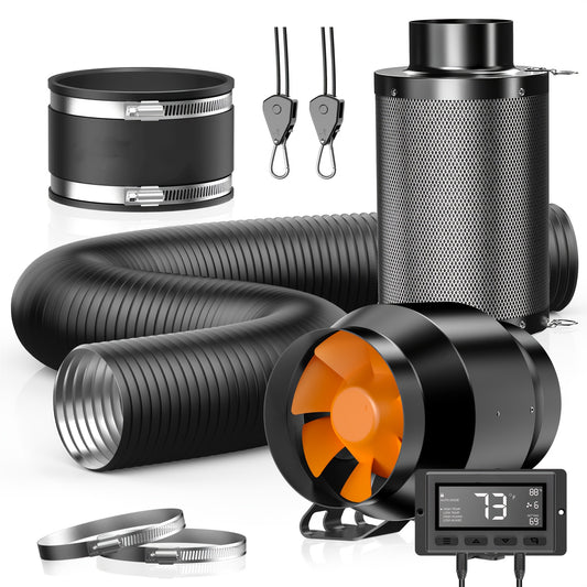 European 4-Inch Fan Filter Set (Hose + Soft Tube + HI-100PE Black And Orange European Model + 100*250Mm Filter + Lanyard)