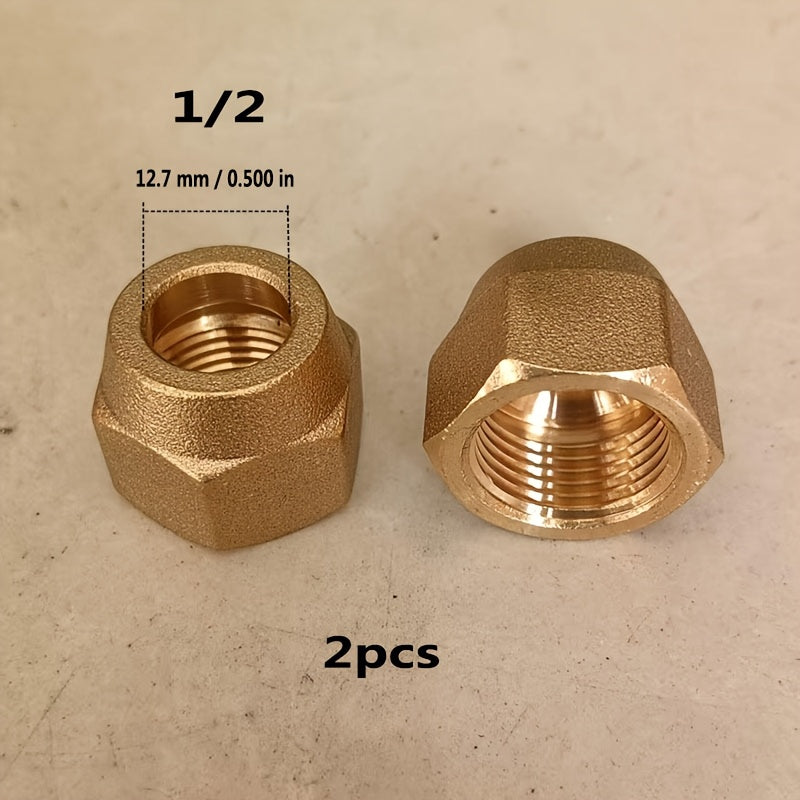 2pcs - High quality brass hexagon nut refrigeration accessories - 1/4 inch, 5/16 inch, 3/8 inch 1/2 inch, 5/8 inch, 3/4 inch, with hexagonal copper pipe nipple nuts, corrosion resistant