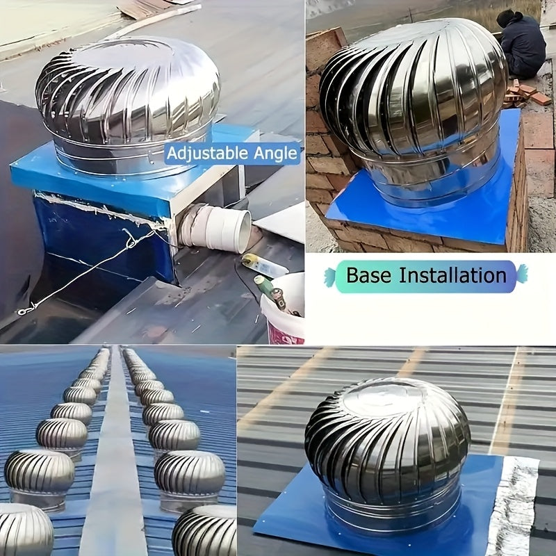 Stainless Steel Non-Powered Roof Ventilation Cap, Non-Electric Roof Ventilator, Suitable for Air Circulation in Homes, Factories, Balconies and Farms