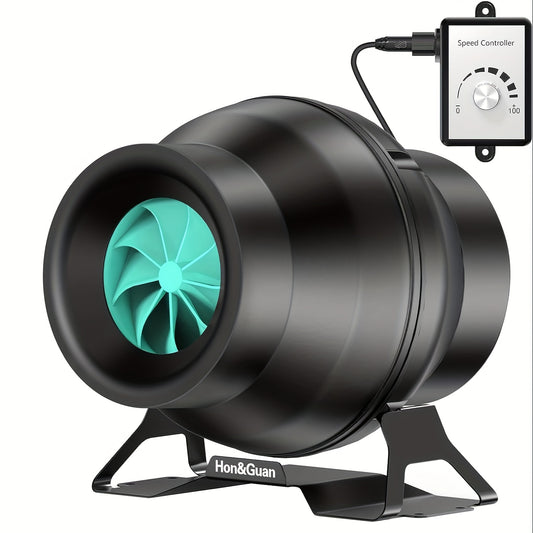 1pc 10.16 Cm Inline EC Motor Duct Fan With Variable Speed Controller Ventilation, Exhaust Fan For Heating Cooling Booster, Grow Tents, Hydroponics (146 CFM)