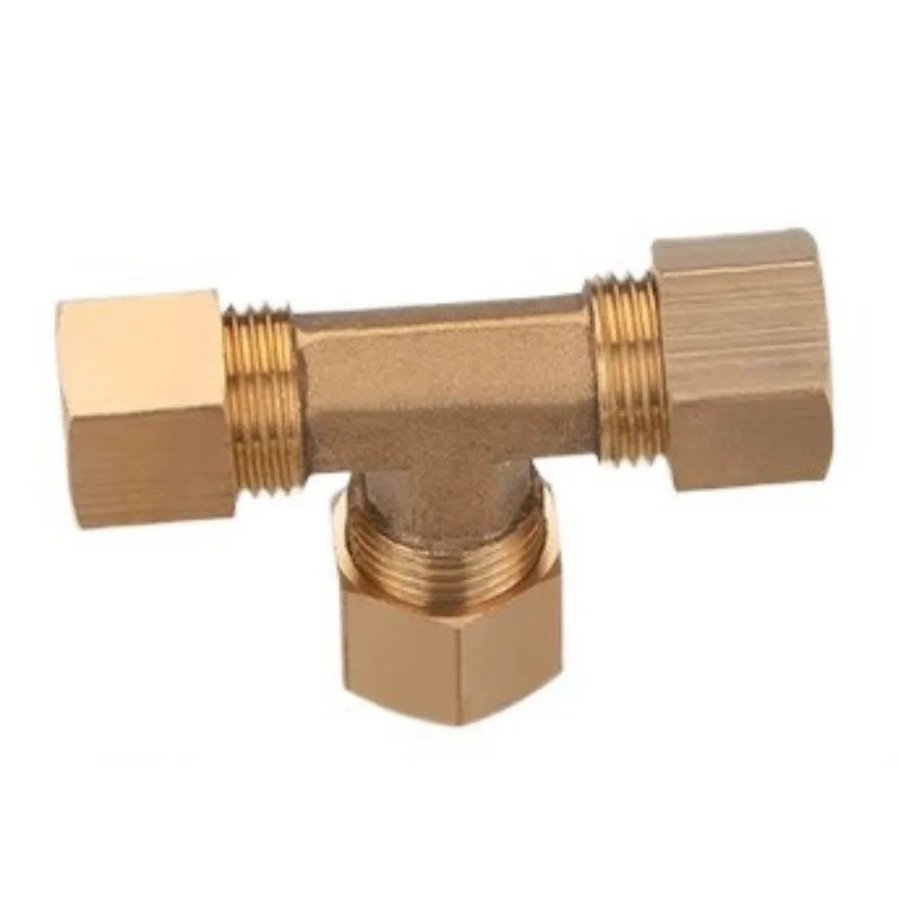 3.175-15.88mm 1/8 3/16 1/4 5/16 3/8 1/2 5/8" Inch Pipe Brass Tee 3 Way Compression Union Tube Fitting Water Gas Oil Connector