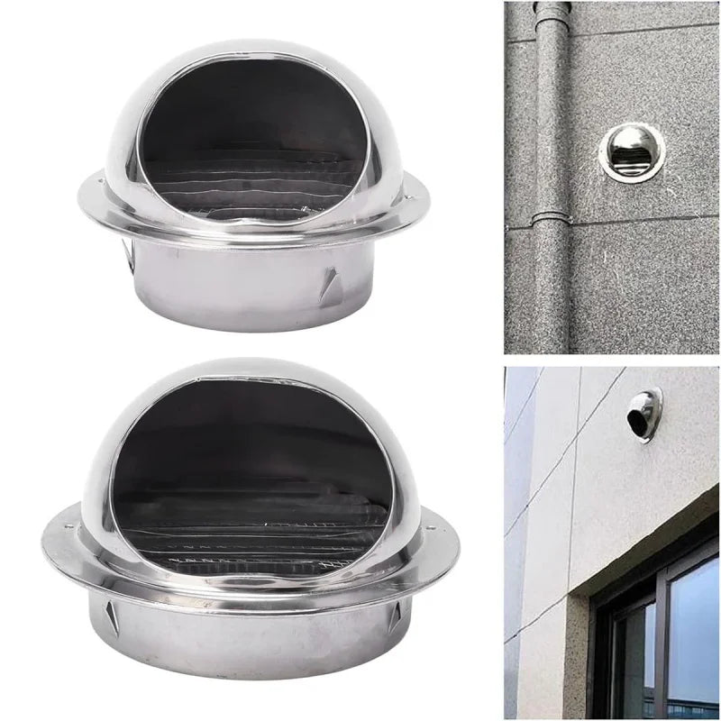 4PCS 100mm Stainless Steel Vent Cap Rainproof Exterior Wall Air Outlet Grille Round Heating Cooling Vent Cover Pipeline Hardware