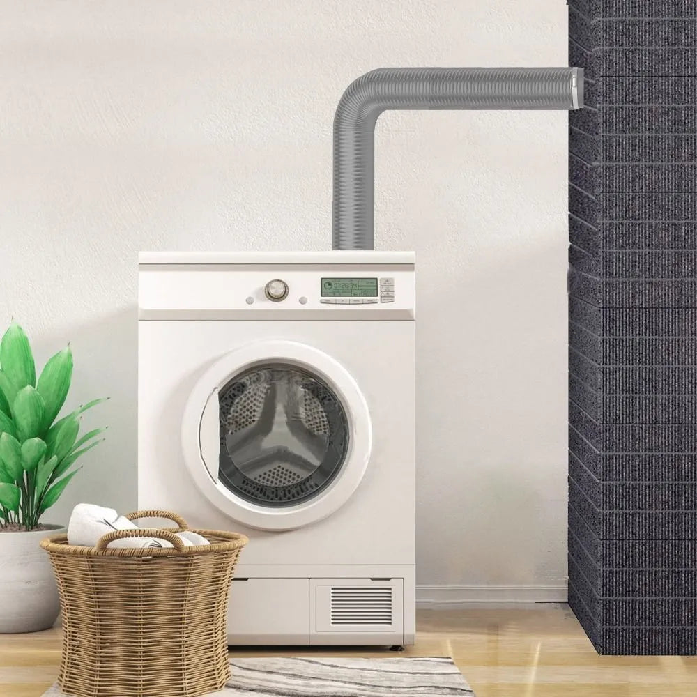 4 inch Dryer Vent Hose Gray with 2 Stainless Steel Clamp Air Ducting Heavy-Duty 6 Layer Protection Exhaust Pipe Ventilation