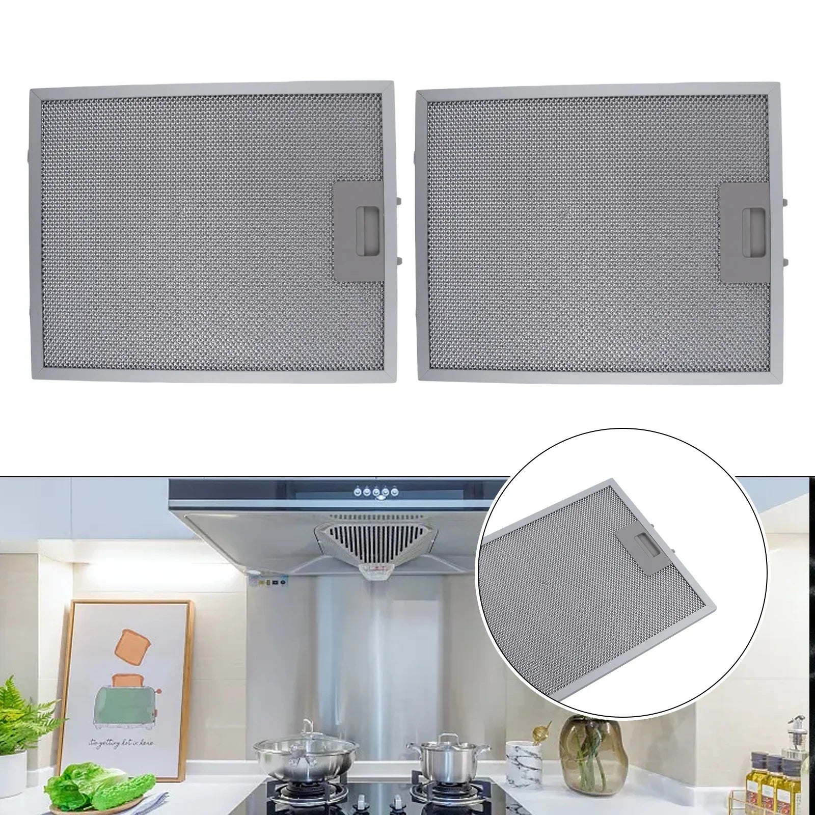 2PCS Cooker Hood Filters Metal Mesh Extractor Vent Filter, Aluminum Metal Mesh Vent Filter Cooker Hood Grease Filter
