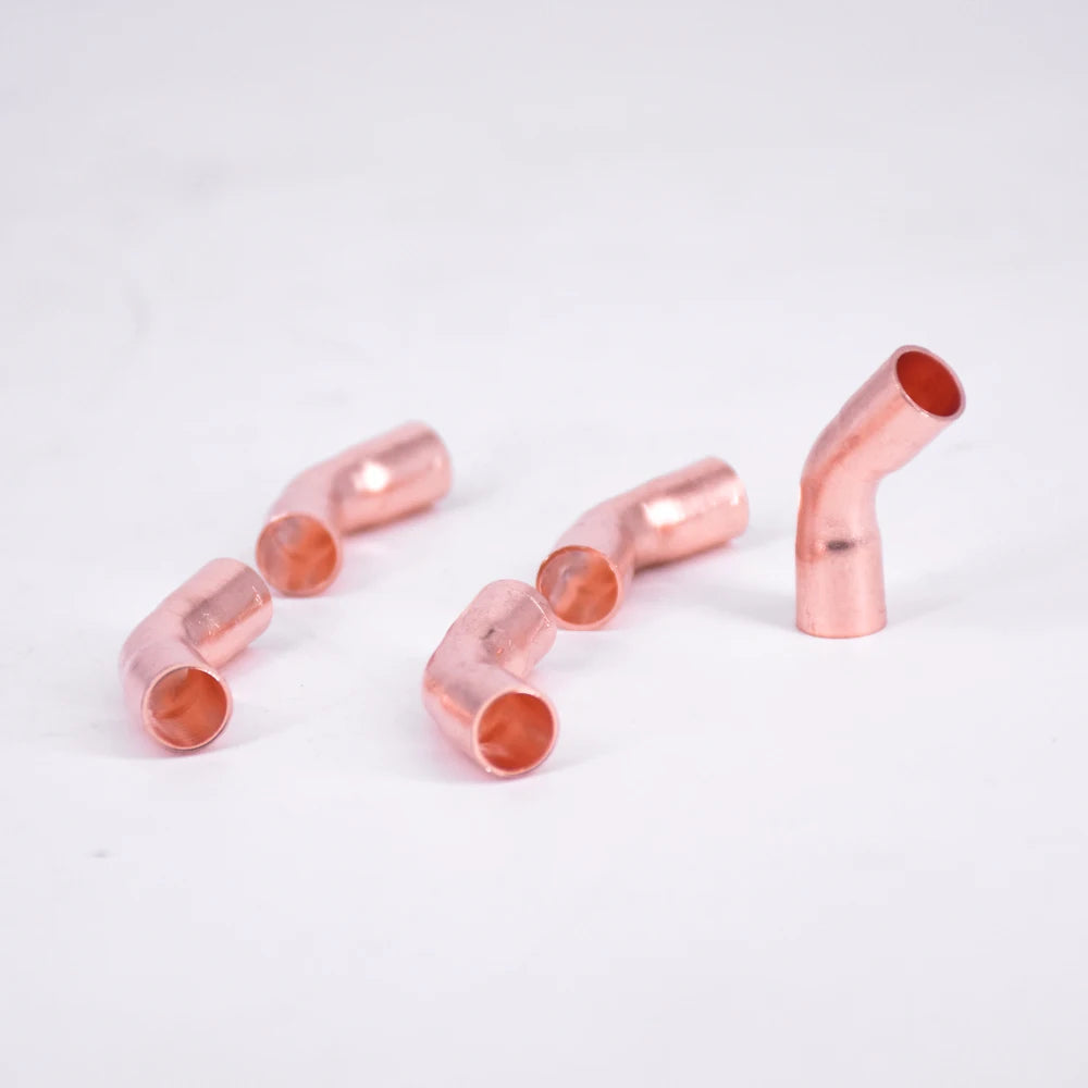 1/4" 3/8" 1/2" 3/4" 1" 10 15 16 19 22 25.4 28mm ID Copper End Feed Solder 45 Degree Elbow Fitting Coupler For Air Condition