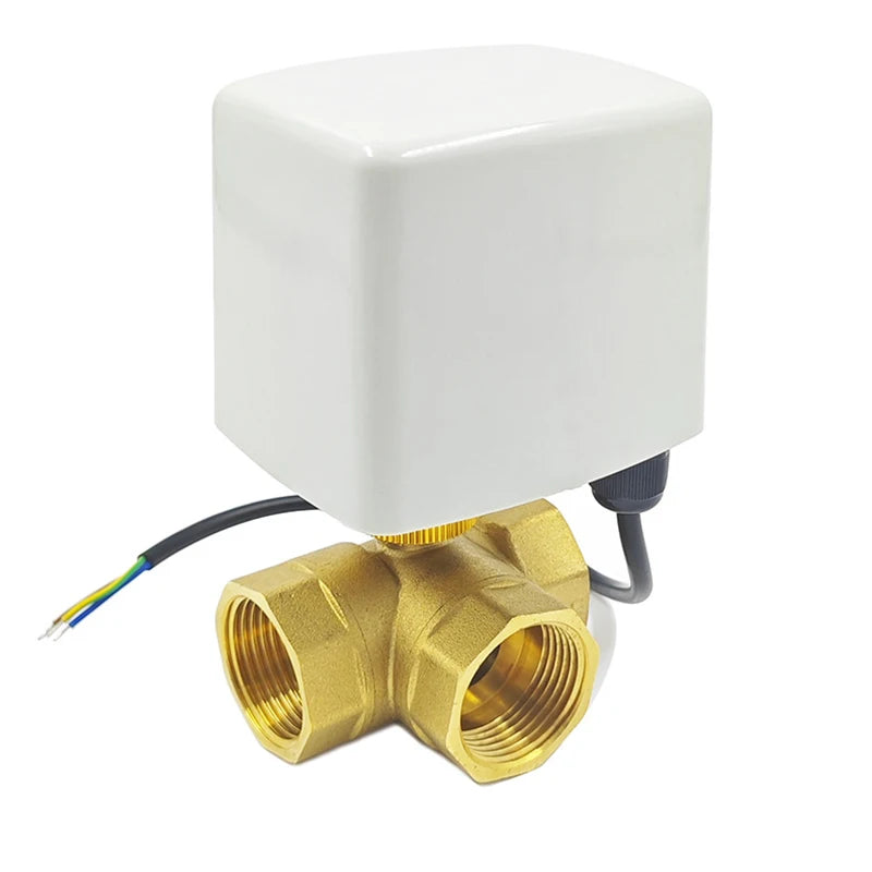 1/2" 3/4" 1" 1-1/4" 1-1/2" Brass 3-Way Electric Ball Valve Three Wire Two Control AC220V DC24V DC12V AC24V