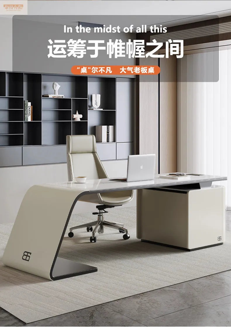 Italian high-end designer large long boss table corner solid wood light luxury minimalist desk living room desk computer table