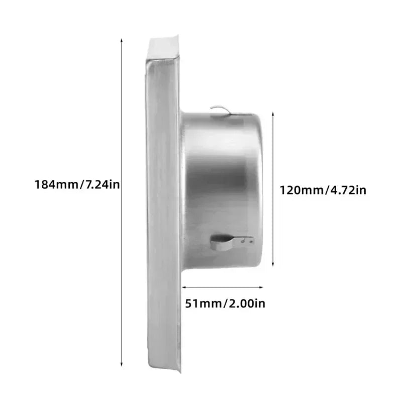 100/125/150mm Stainless Steel Air Vent Duct Grill Wall Square Tumble Air Outlet Dryer Extractor Ventilation Cover Fan Outlet