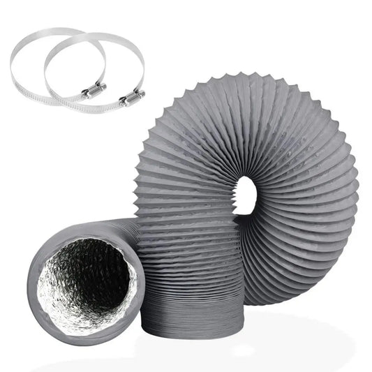 4 inch Dryer Vent Hose Grey with 2 Stainless Steel Clamp Air Ducting Heavy-Duty 6 Layer Protection Exhaust Pipe Ventilation