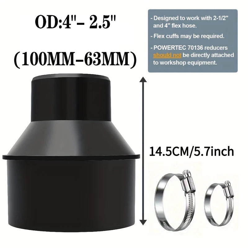 OD 4‘’-2.5”(100mm-63mm) Hose connector Vacuum Hose Adapter Plastic Hose Reducer Adapter Connector Flexible PVC Pipes