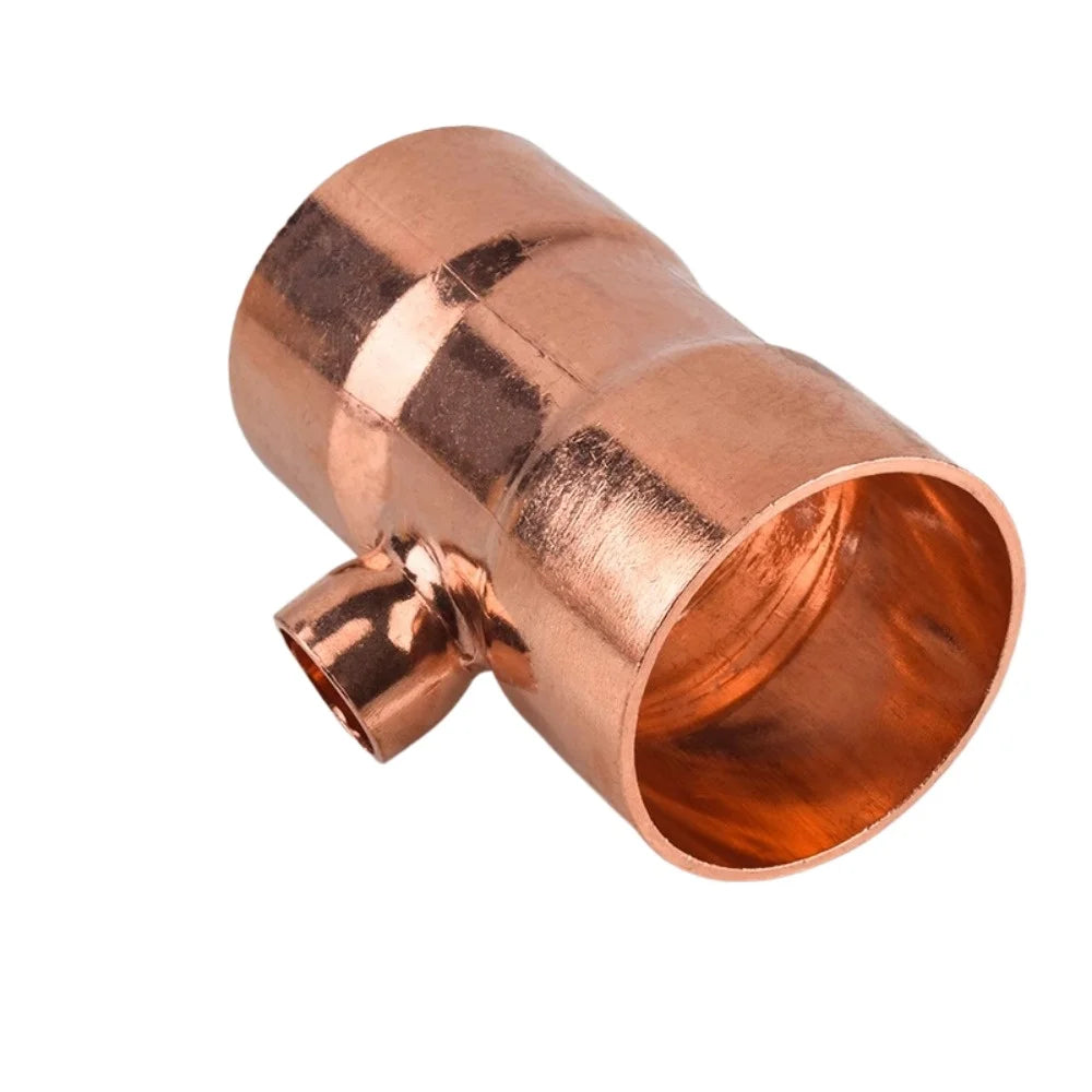 6.35-159mm ID Tube Weld Socket End Feed Solder Tee Reducer 3 Ways Pure Copper Pipe Fitting Connector Air-Conditioning