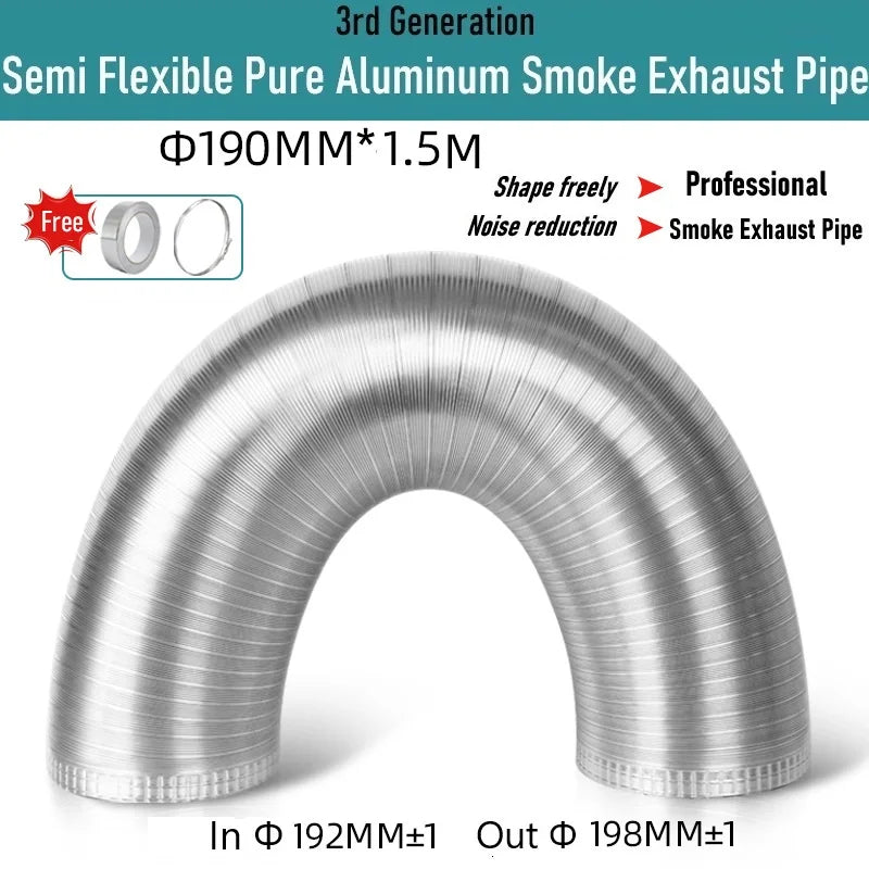 Pure Aluminum Semi Flexible Smoke Exhaust Pipe Range Hood Ventilation Hose High Temperature Resistance Duct Φ150-250 1.5/2m
