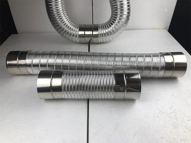 ∅70mm 1m Aluminum Semi-flexible Pipe with Stainless Steel Connector Smoke Exhaust Tube of Water Heater/Bathroom Ventilation Duct