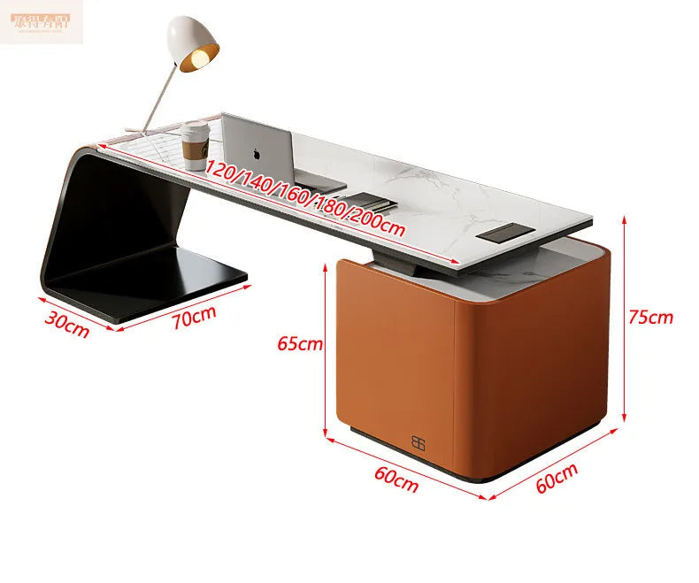 Italian high-end designer large long boss table corner solid wood light luxury minimalist desk living room desk computer table