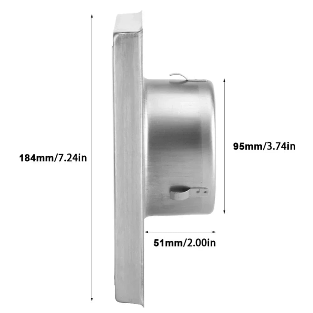 100/125/150mm Stainless Steel Air Vent Duct Grill Wall Square Tumble Air Outlet Dryer Extractor Ventilation Cover Fan Outlet