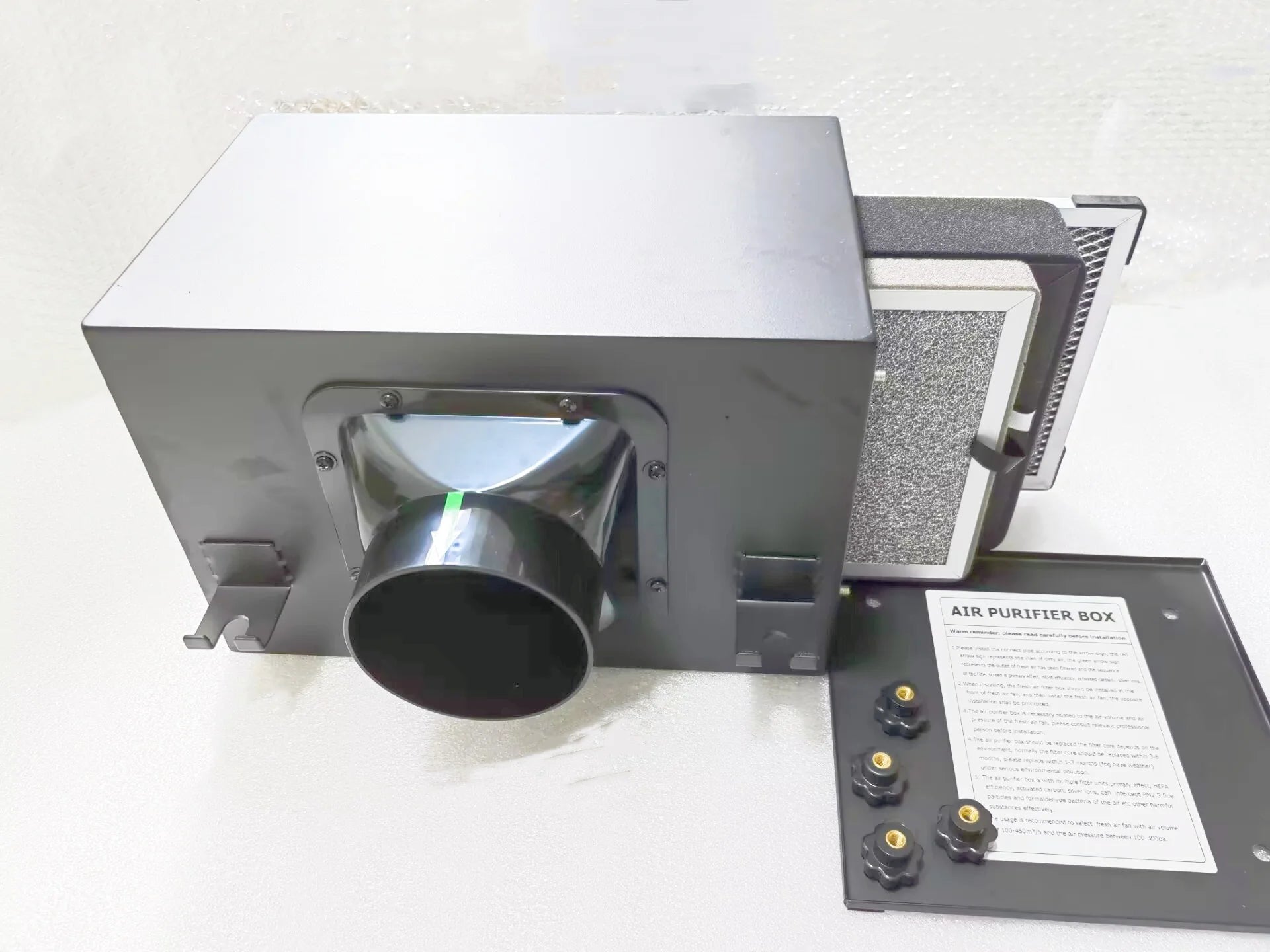 Fresh Air Intake Inline Filter Box With Pre-filter Activated Carbon and HEPA filter HVAC System Heating And Cooling Ventilation