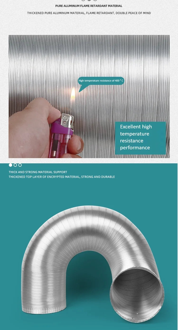 Pure Aluminum Semi Flexible Smoke Exhaust Pipe Range Hood Ventilation Hose High Temperature Resistance Duct Φ150-250 1.5/2m