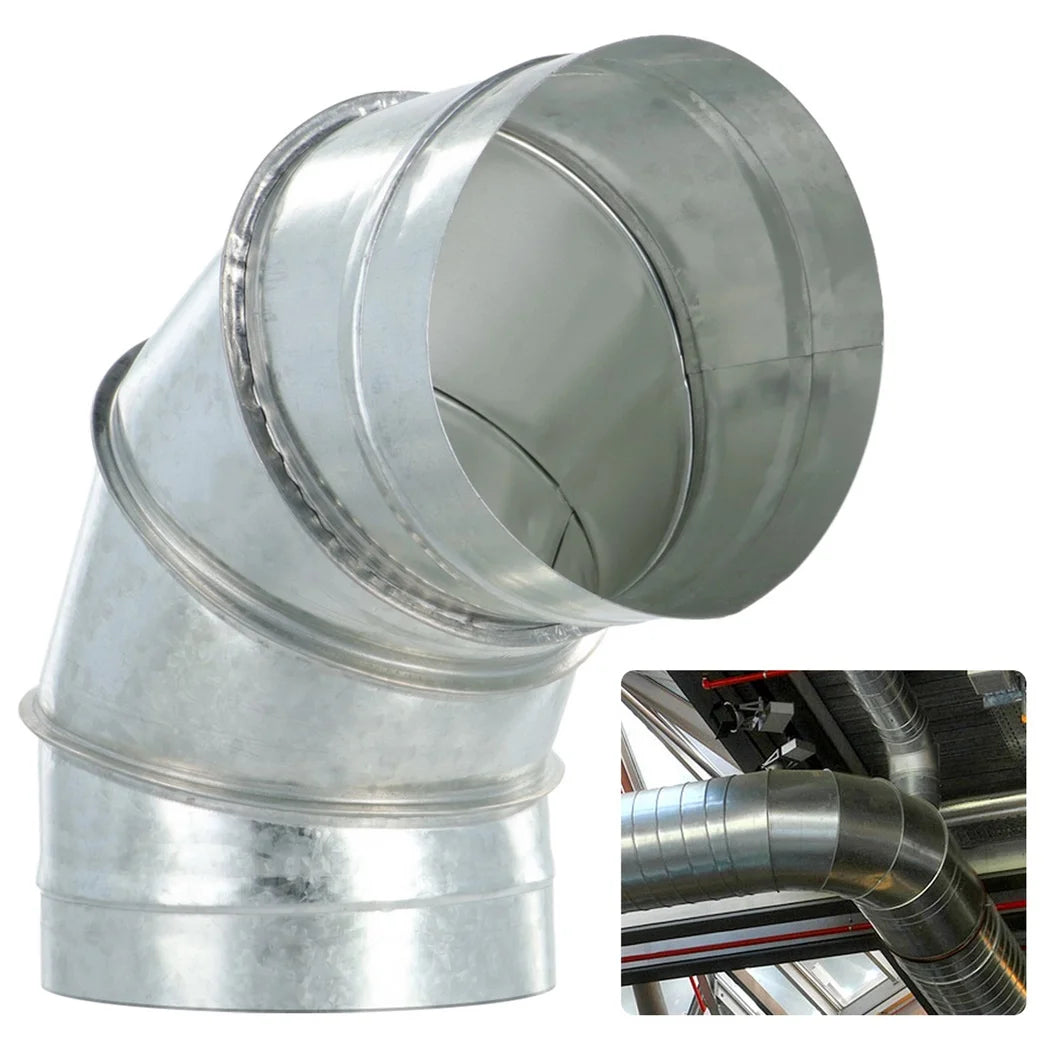90 Degree Elbow Pipe 6" Galvanized Metal Duct Pipe Connector Stainless Steel HVAC Elbow Pipe Single Wall Ducting Fitting