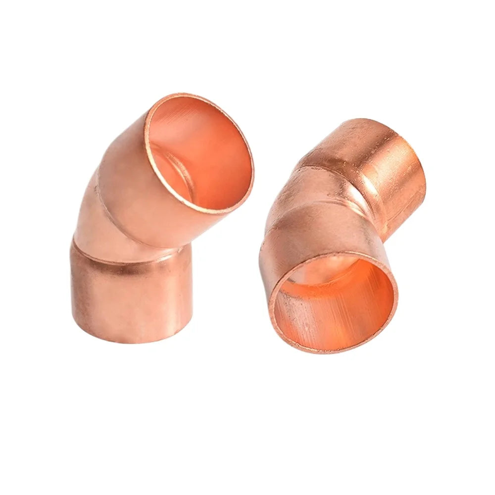6.35-133mm ID Weld Socket End Feed Solder Elbow 45 135 Degree Pure Copper Pipe Fitting Connector Air-Conditioning