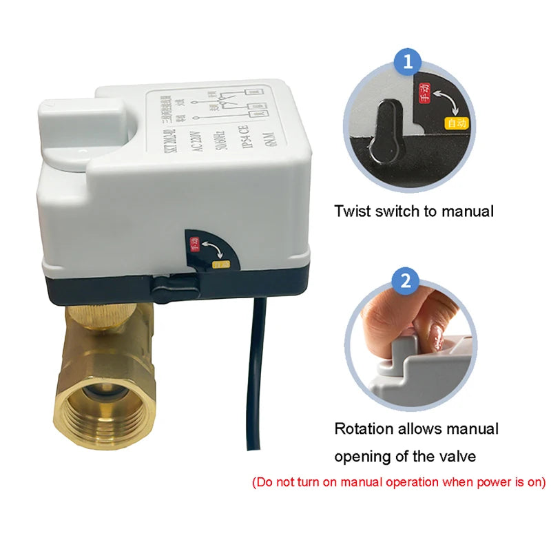 1/2” 3/4” 1” 1-1/4” 1-1/2” Electric Ball Valve With Manual Switch AC220V DC12V DC24V 2-Way Brass Ball Valve With Actuator 3-Wire
