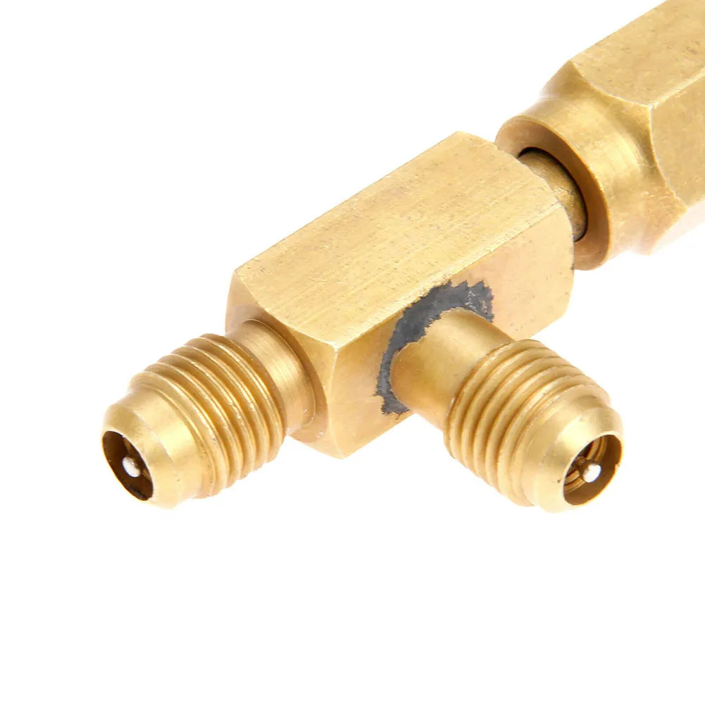 1pc T Type Adapter Tee Adapter 1/4X1/4X1/4" SAE Flare Add Gauge Deep Vacuum Pump/Manifold Set Solid Brass Tee Adapter