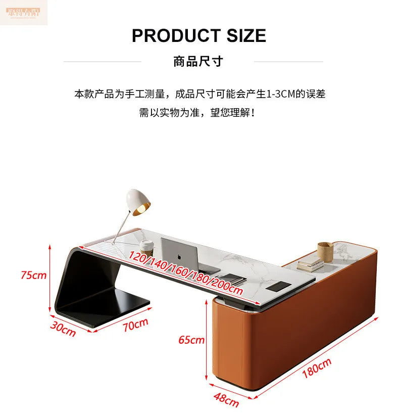 Italian high-end designer large long boss table corner solid wood light luxury minimalist desk living room desk computer table