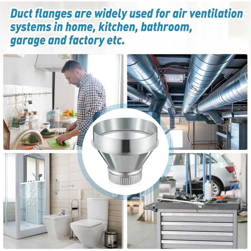 A93Z Air Duct Adapter 7 Inch To 4 Inch Duct Reducer Increaser Galvanized Steel Round Crimped Pipe For HVAC Ventilation System