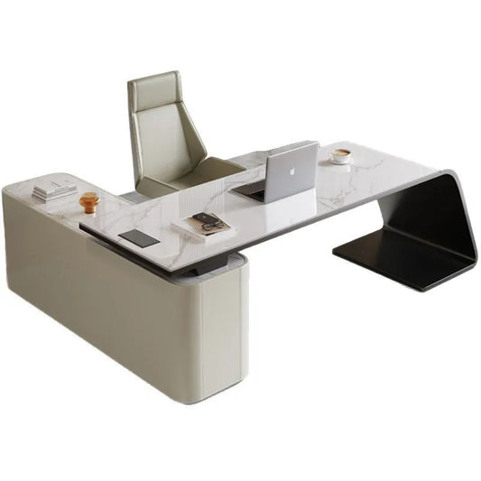 Italian high-end designer large long boss table corner solid wood light luxury minimalist desk living room desk computer table