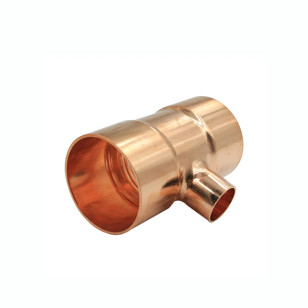 1/4" 3/8" 1/2" 8 10 14 15 16 19 22 25-159mm ID Copper End Feed Solder Reducing Tee 3 Ways Plumbing Fitting For Air Conditioner