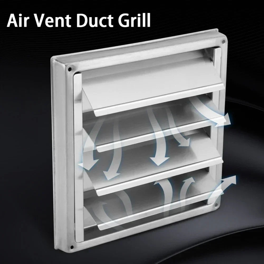 100/125/150mm Stainless Steel Air Vent Duct Grill Wall Square Tumble Air Outlet Dryer Extractor Ventilation Cover Fan Outlet