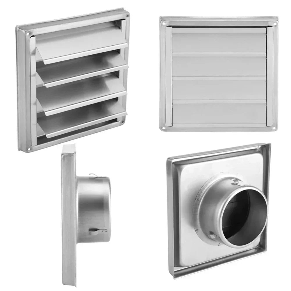 100/125/150mm Stainless Steel Air Vent Duct Grill Wall Square Tumble Air Outlet Dryer Extractor Ventilation Cover Fan Outlet