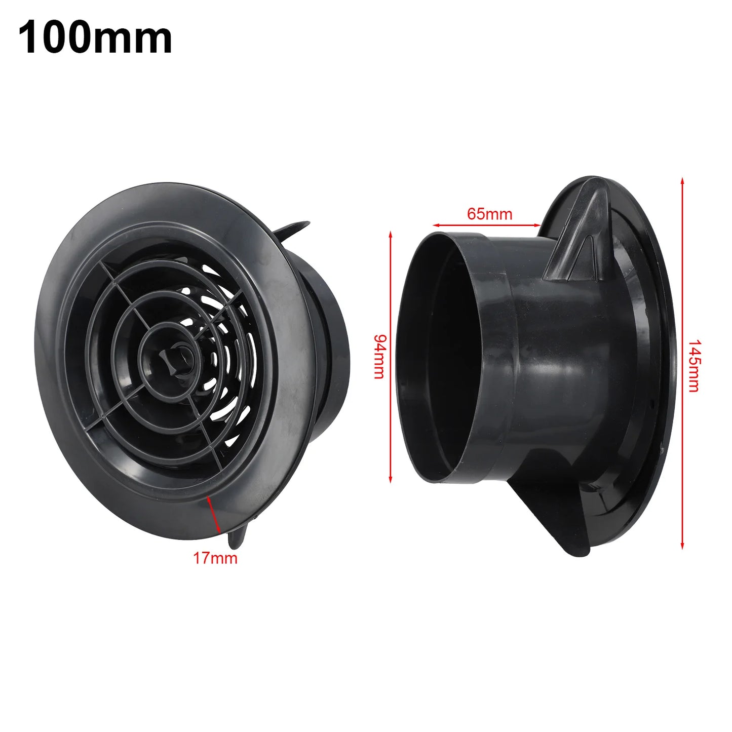 Long-lasting Quality Vent Grill Round ABS Material Attractive Design Black Removable Panels 1 X 100mm 75-125MM