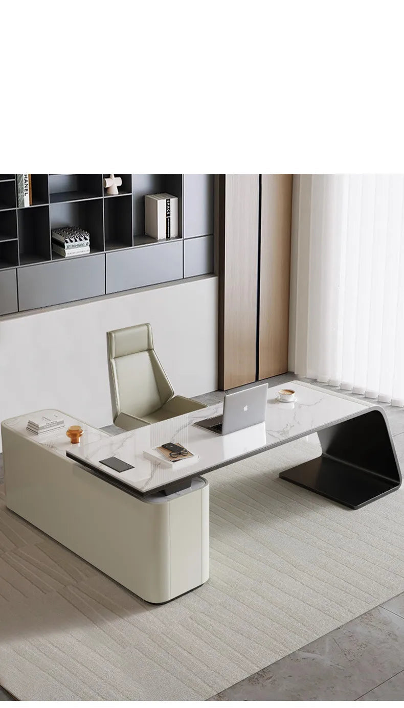 Italian high-end designer large long boss table corner solid wood light luxury minimalist desk living room desk computer table