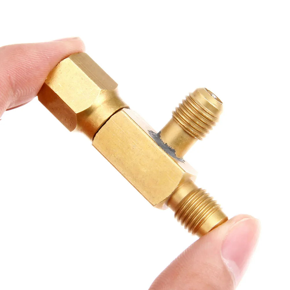1pc T Type Adapter Tee Adapter 1/4X1/4X1/4" SAE Flare Add Gauge Deep Vacuum Pump/Manifold Set Solid Brass Tee Adapter