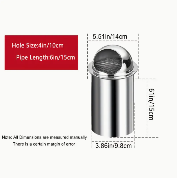 4-Inch Stainless Steel Wall Ventilation