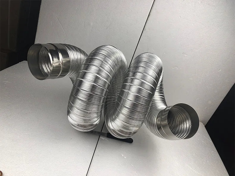 ∅70mm 1m Aluminum Semi-flexible Pipe with Stainless Steel Connector Smoke Exhaust Tube of Water Heater/Bathroom Ventilation Duct