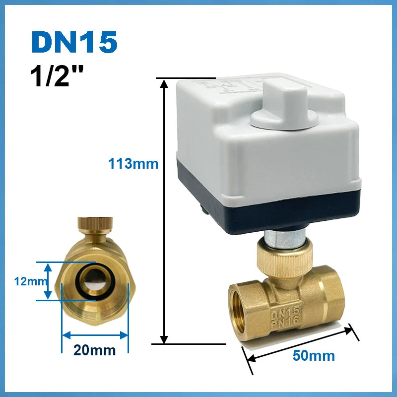 1/2” 3/4” 1” 1-1/4” 1-1/2” Electric Ball Valve With Manual Switch AC220V DC12V DC24V 2-Way Brass Ball Valve With Actuator 3-Wire