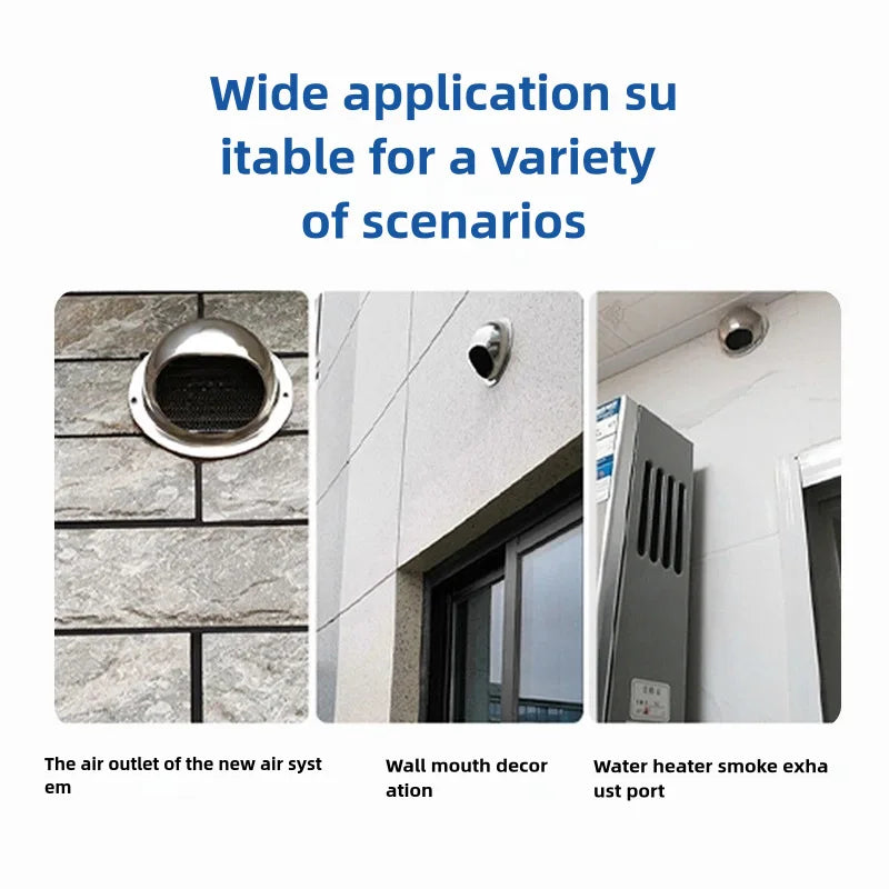 4PCS 100mm Stainless Steel Vent Cap Rainproof Exterior Wall Air Outlet Grille Round Heating Cooling Vent Cover Pipeline Hardware