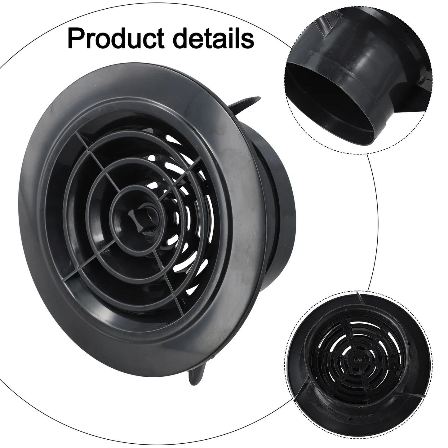 Long-lasting Quality Vent Grill Round ABS Material Attractive Design Black Removable Panels 1 X 100mm 75-125MM