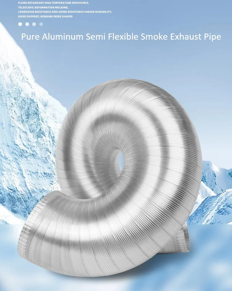 Pure Aluminum Semi Flexible Smoke Exhaust Pipe Range Hood Ventilation Hose High Temperature Resistance Duct Φ150-250 1.5/2m