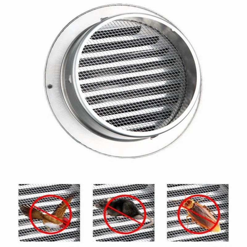 4PCS 100mm Stainless Steel Vent Cap Rainproof Exterior Wall Air Outlet Grille Round Heating Cooling Vent Cover Pipeline Hardware