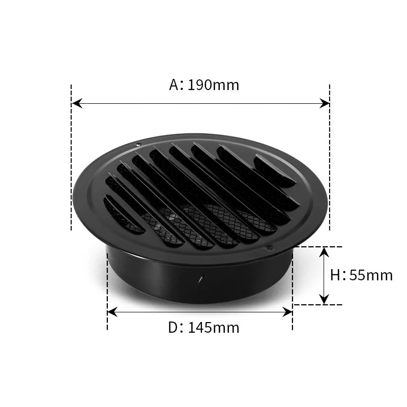 Stainless steel 70-200mm Exterior wall air outlet vent grille round duct cap air ventilation cover hole plug ventilation system