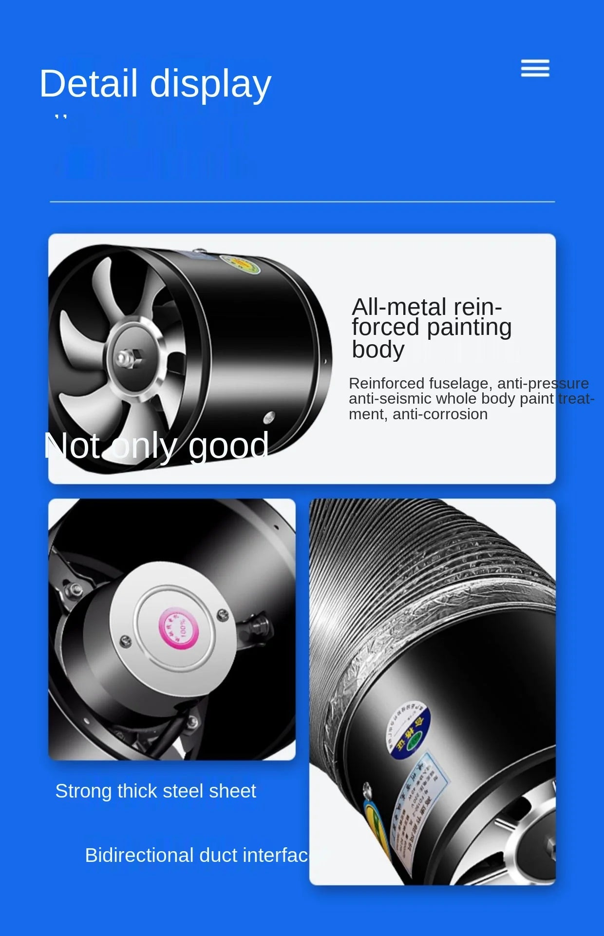 4''6''8'' Pipe Exhaust Fan Air Ventilator Metal Pipe Ventilation Exhaust Fan Mini Extractor Bathroom Toilet Wall Fan Duct Fan