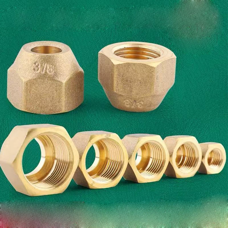 2pcs - High quality brass hexagon nut refrigeration accessories - 1/4 inch, 5/16 inch, 3/8 inch 1/2 inch, 5/8 inch, 3/4 inch, with hexagonal copper pipe nipple nuts, corrosion resistant