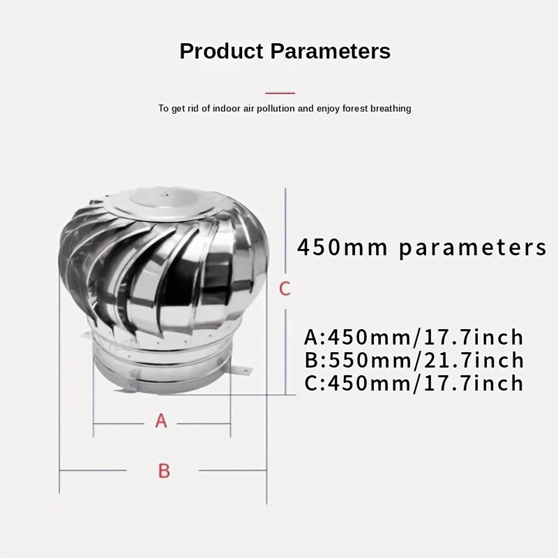 Stainless Steel Roof Ventilation Rotating Ball, 250mm-450mm, No-Power Windproof Exhaust Cooling Cap, Ideal for Factory Roof Low Cost Ventilation, Ventilation Ball|Stainless Steel Ball|Durable Construction