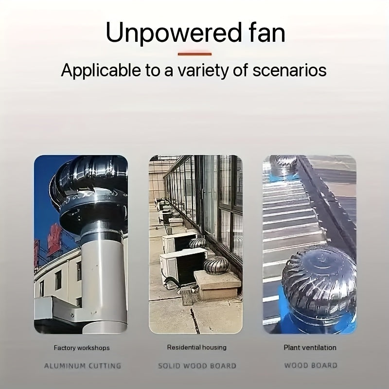 Stainless Steel Non-Powered Roof Ventilation Cap, Non-Electric Roof Ventilator, Suitable for Air Circulation in Homes, Factories, Balconies and Farms