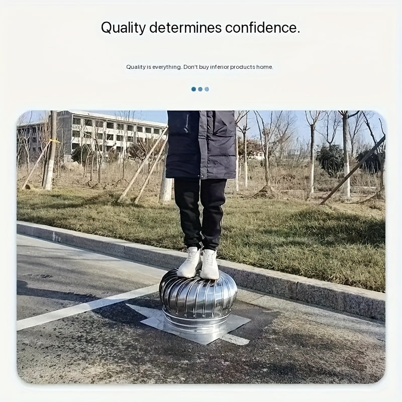 Stainless Steel Non-Powered Roof Ventilation Cap, Non-Electric Roof Ventilator, Suitable for Air Circulation in Homes, Factories, Balconies and Farms