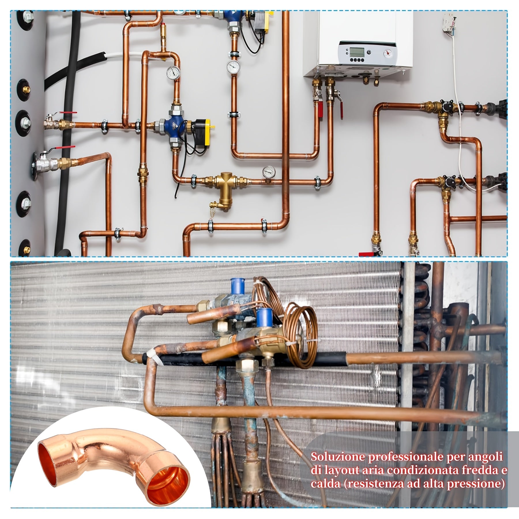 1/2 inch Inner Diameter Elbow Copper Pipe Joint, 90 Degree Long Turn Pressure Connector, Pipe Fitting Welding Joint, Suitable for Cold Welding Connection of Water HVAC Pipelines