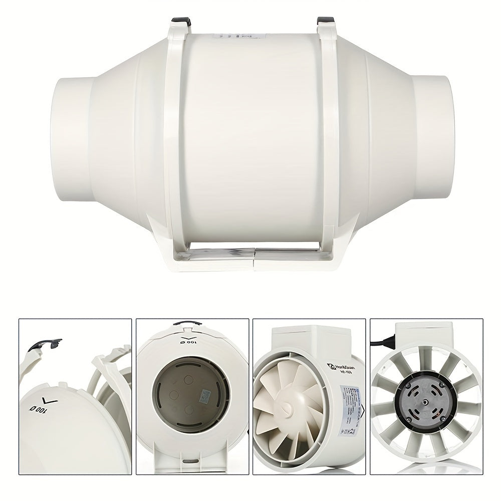High-Speed 10.16cm Inline Duct Fan with Mixed Flow - Low Noise, Powerful Ventilation for Heating & Cooling, Ideal for Grow Tents & Hydroponics, Easy Install, 220V