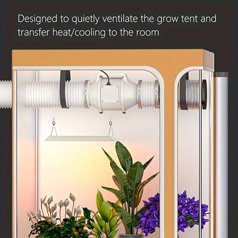 High-Speed ​​10.16cm Inline Duct Fan with Mixed Flow - Low Noise, Powerful Ventilation for Heating &amp; Cooling, Ideal for Grow Tents &amp; Hydroponics, Easy Install, 220V